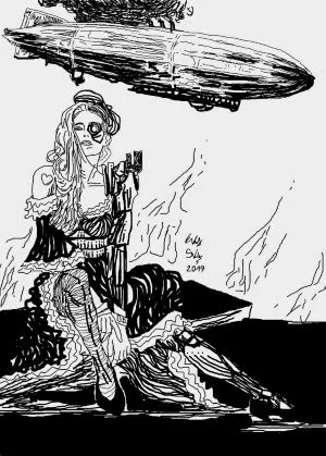 Принт (вариант 03) - Стиймпънк лошо момиче / Steampunk Bad Girl